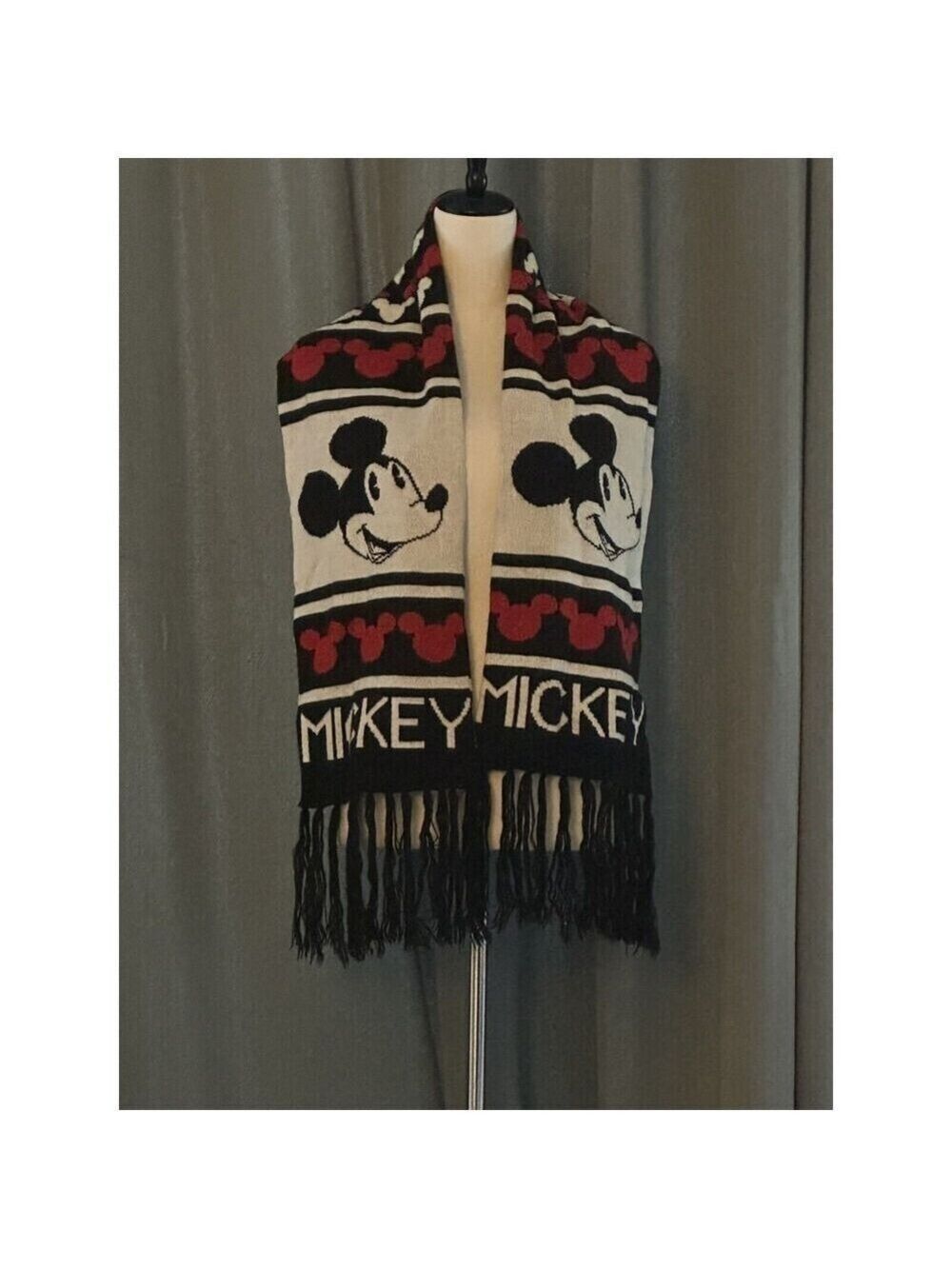 Disney Mickey Mouse Scarf 100% Acrylic 56” Long Head Wrap Winter Unisex